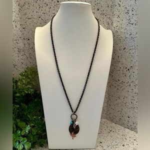 Copper long charm necklace